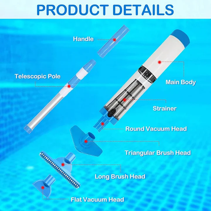 Cordless Rechargeable Pool Vacuum Cleaner – 3 in 1 Design
