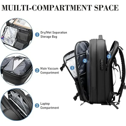 Travel Backpack with Vacuum Sealing Feature