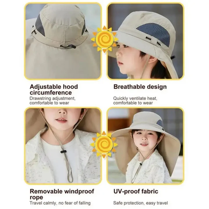 Solar-Powered Hat with Adjustable Fan for Kids