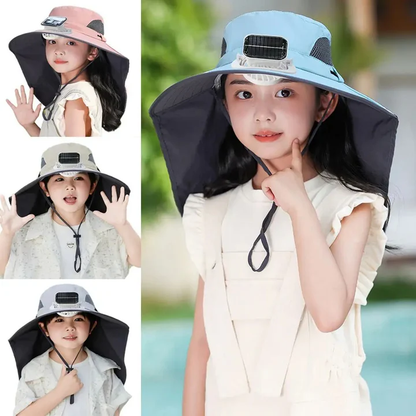 Solar-Powered Hat with Adjustable Fan for Kids
