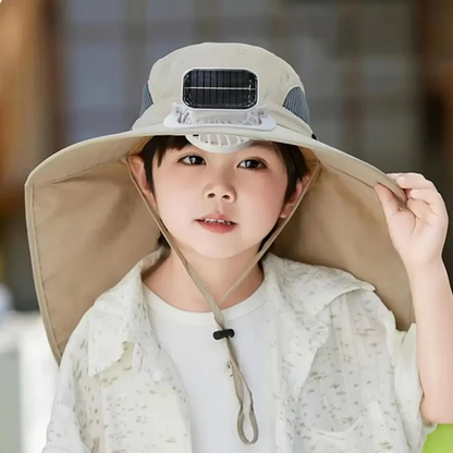Solar-Powered Hat with Adjustable Fan for Kids
