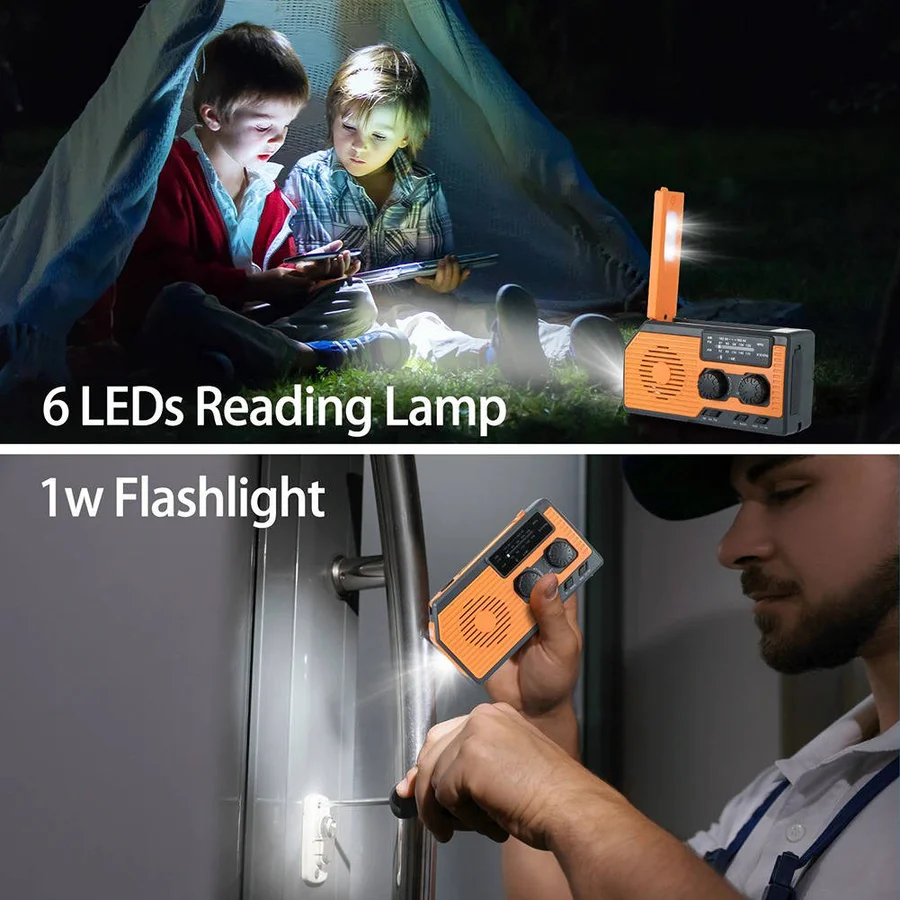 Emergency Radio with Hand Crank and Solar Power