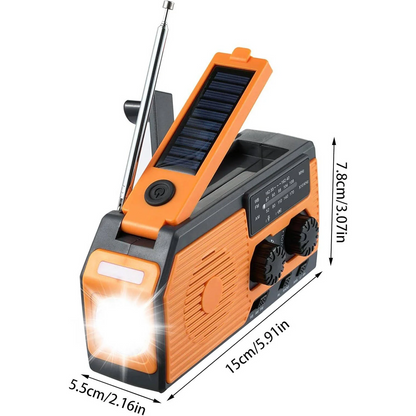 Emergency Radio with Hand Crank and Solar Power