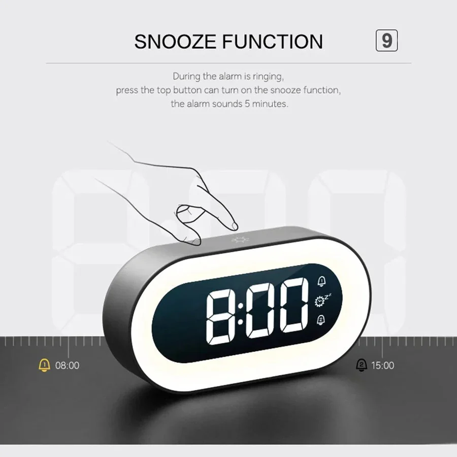 Gentle Light Alarm Clock with USB Power - Sunrise Simulation