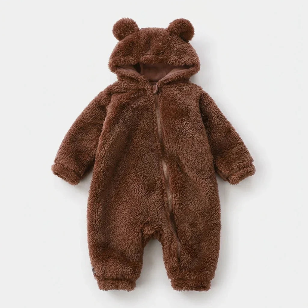 Soft Plush Bear Winter Baby Overall - Cozy Outfit for Infants