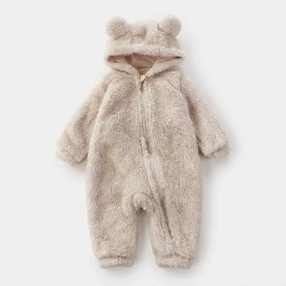 Soft Plush Bear Winter Baby Overall - Cozy Outfit for Infants