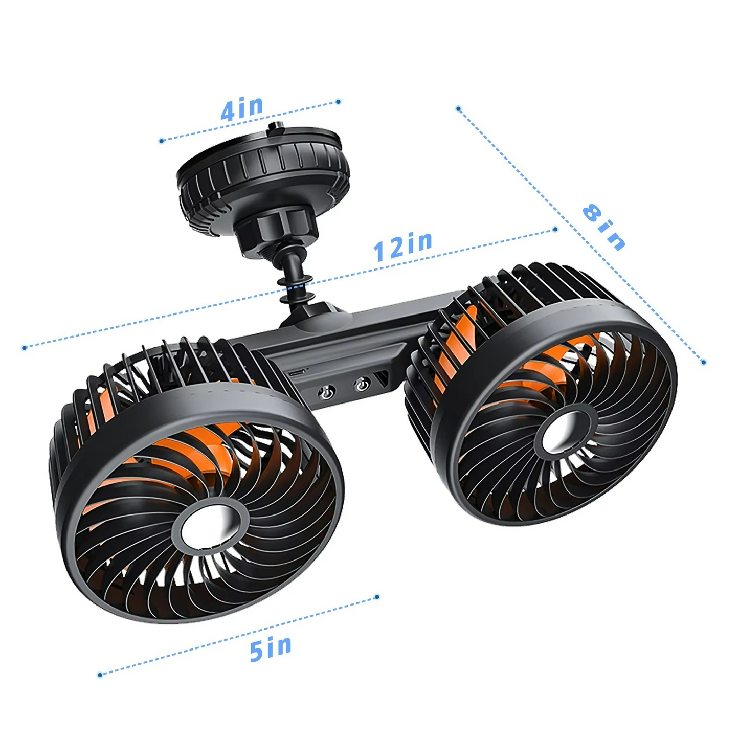 Wireless Car Fan with 4000 mAh Battery and 3 Speed Settings