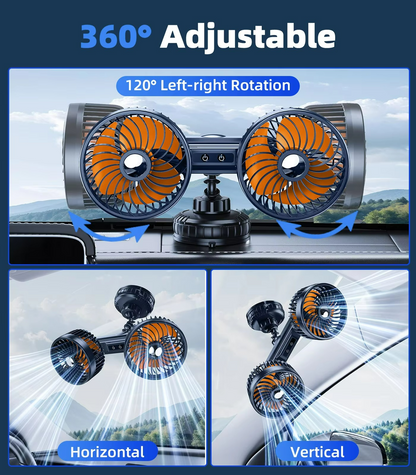 Wireless Car Fan with 4000 mAh Battery and 3 Speed Settings