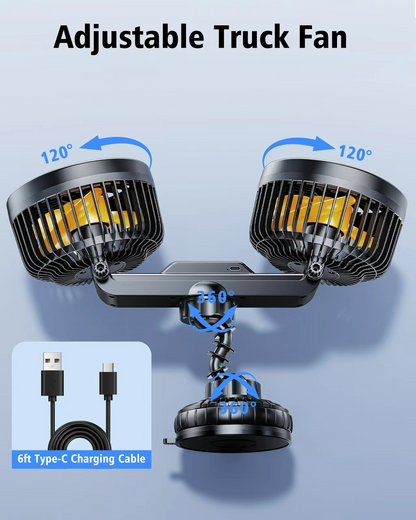 Wireless Car Fan with 4000 mAh Battery and 3 Speed Settings