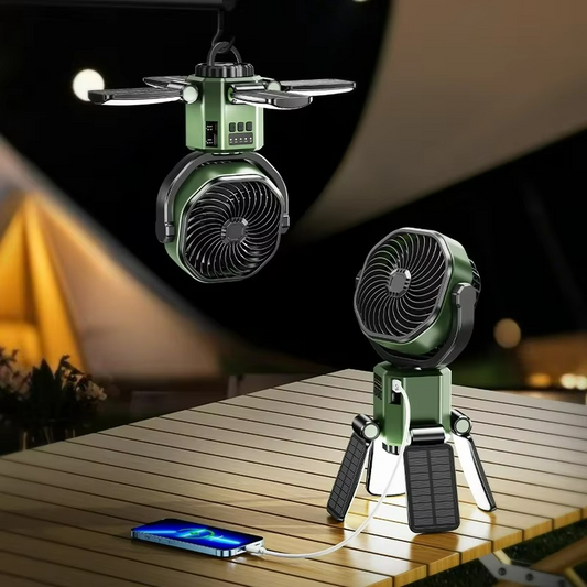 Portable Camping Fan with 4 Speeds and LED Light