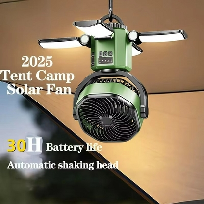 Portable Camping Fan with 4 Speeds and LED Light