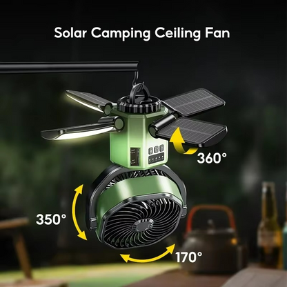Portable Camping Fan with 4 Speeds and LED Light