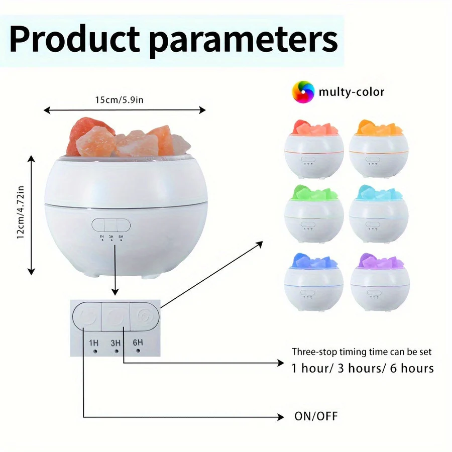 Essential Oil Diffuser with 3-in-1 Salt Lamp Functionality