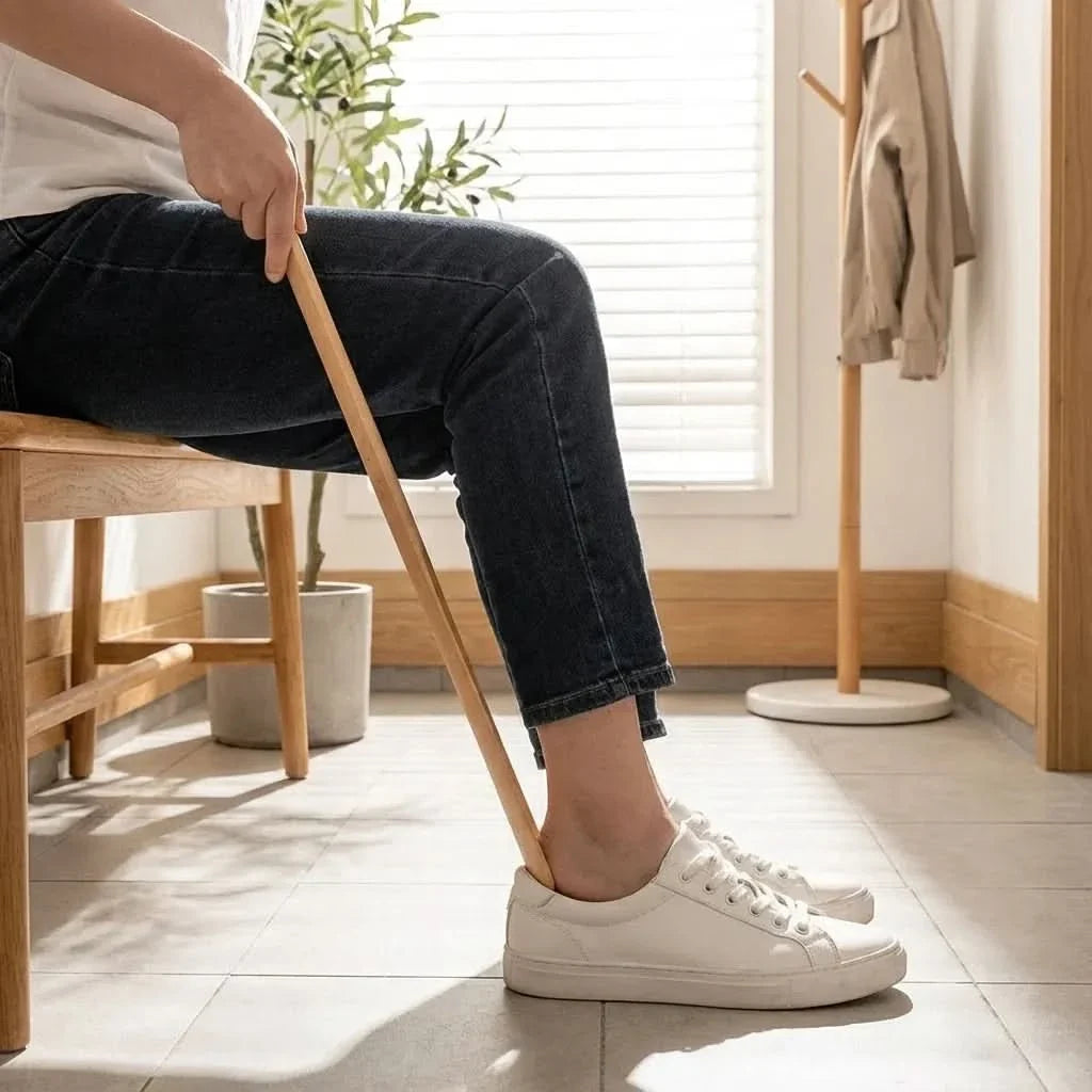 Magnetic Wooden Shoe Horn for Easy Footwear Access