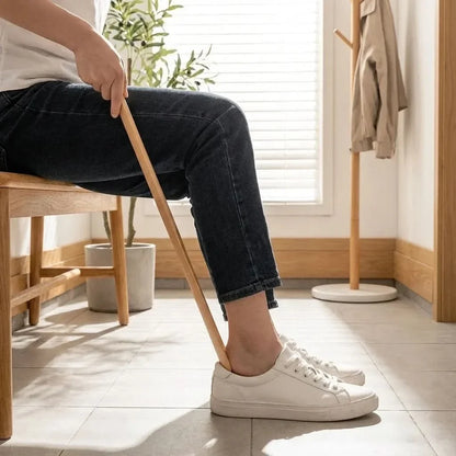 Magnetic Wooden Shoe Horn for Easy Footwear Access