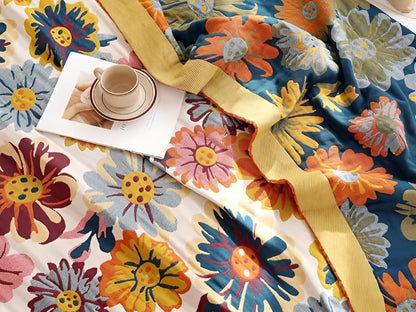 Vibrant Blossom Organic Cotton Throw Blanket