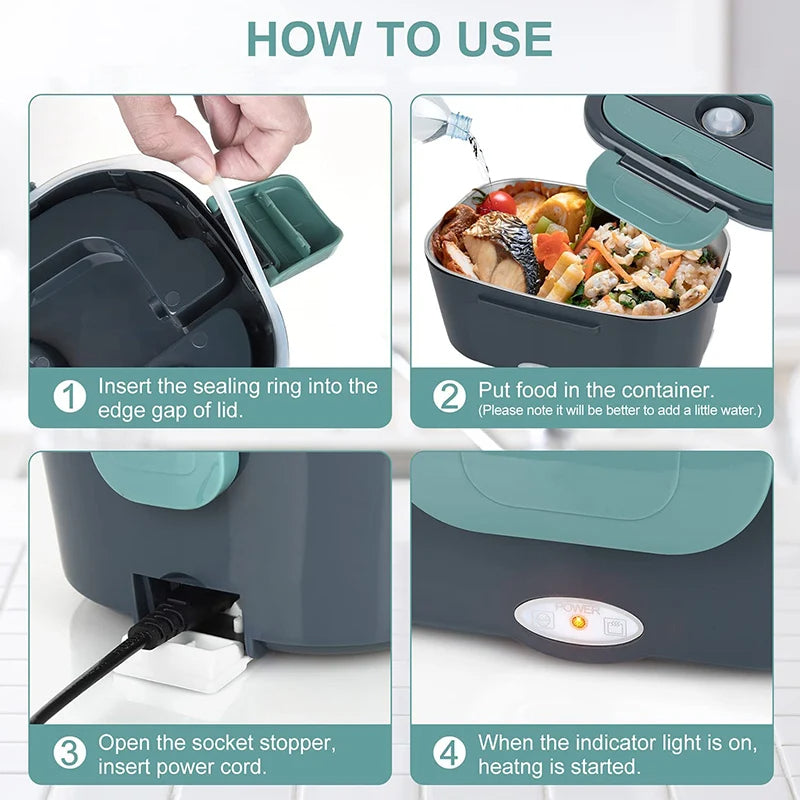 Portable 1.5L Electric Food Warmer for Car and Home
