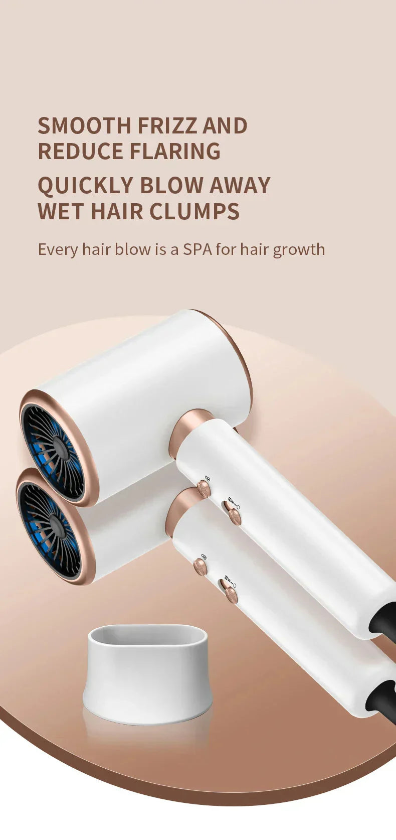 2400W High-Power Hair Dryer with Cold and Hot Air Ion Technology