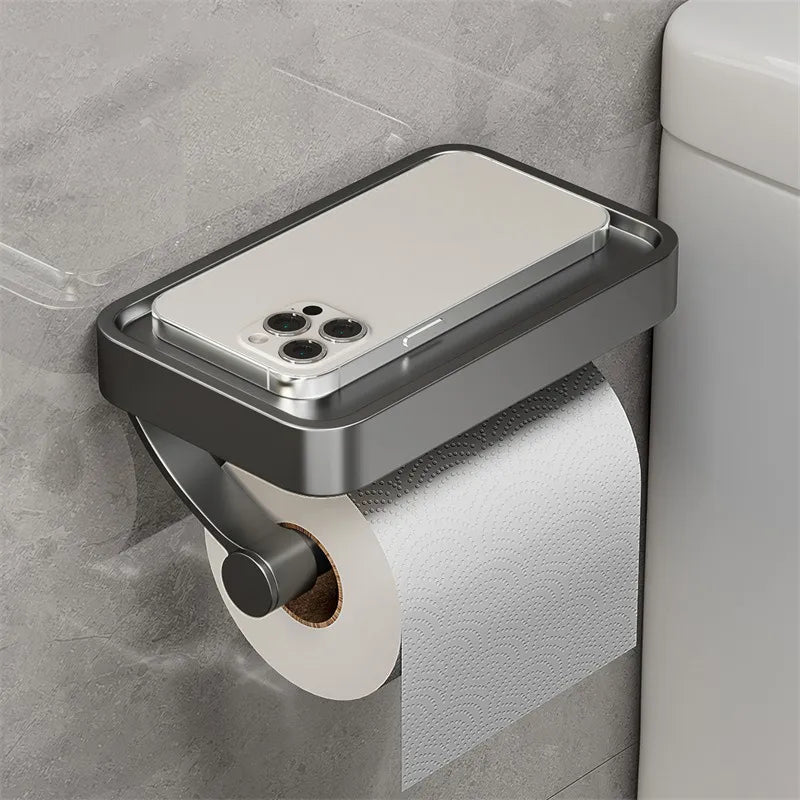 Stainless Steel Toilet Paper Holder with Shelf | Space-Saving & Durable