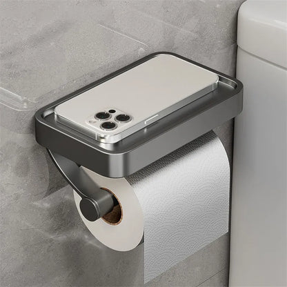 Stainless Steel Toilet Paper Holder with Shelf | Space-Saving & Durable
