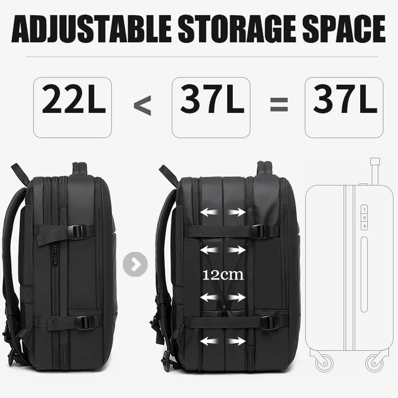 Large Capacity Waterproof Travel Backpack – Expandable and Anti-Theft