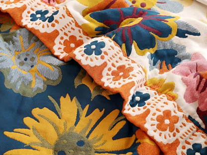 Vibrant Blossom Organic Cotton Throw Blanket