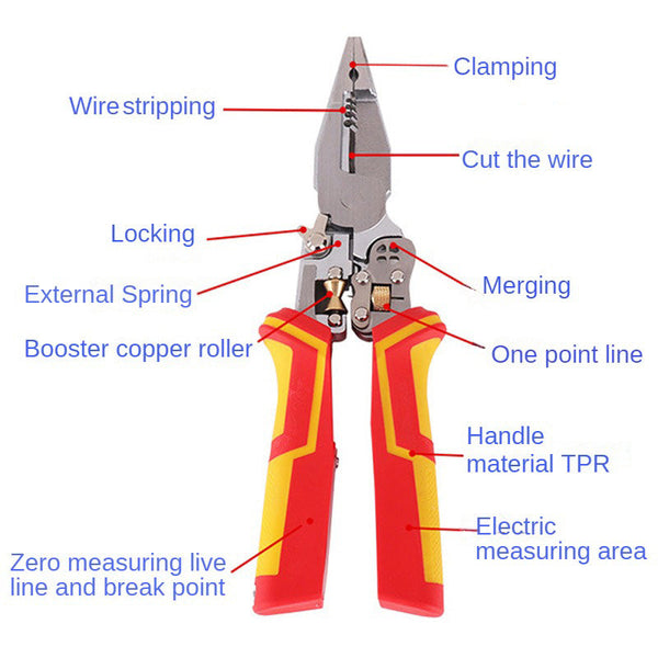 Multi-Function Wire Stripping Pliers for Wrapping and Splitting
