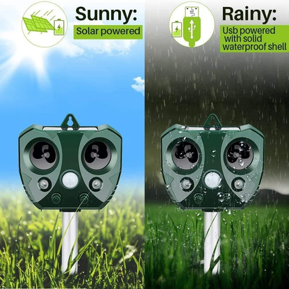 Solar-Powered Ultrasonic Animal Deterrent for Gardens