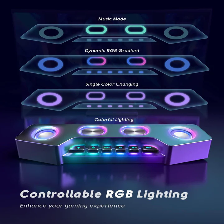 Bluetooth Desktop Speaker with RGB Lighting Effects