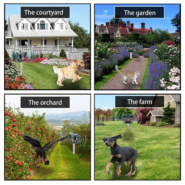 Solar-Powered Ultrasonic Animal Deterrent for Gardens