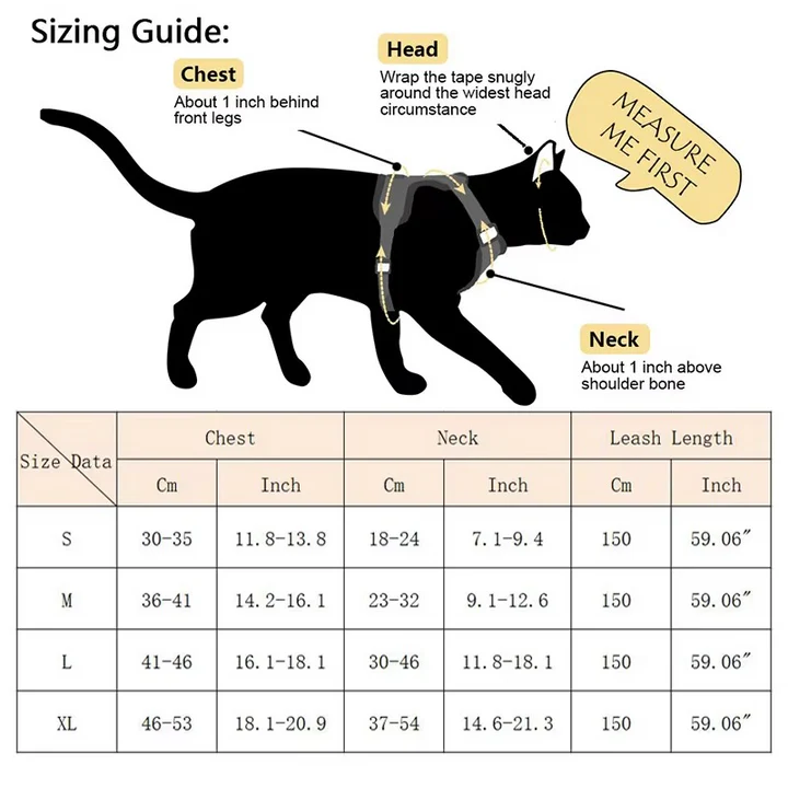 Reflective Cat Leash and Harness Set