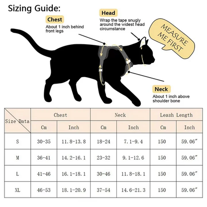 Reflective Cat Leash and Harness Set