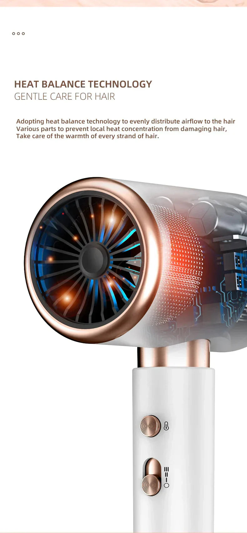2400W High-Power Hair Dryer with Cold and Hot Air Ion Technology