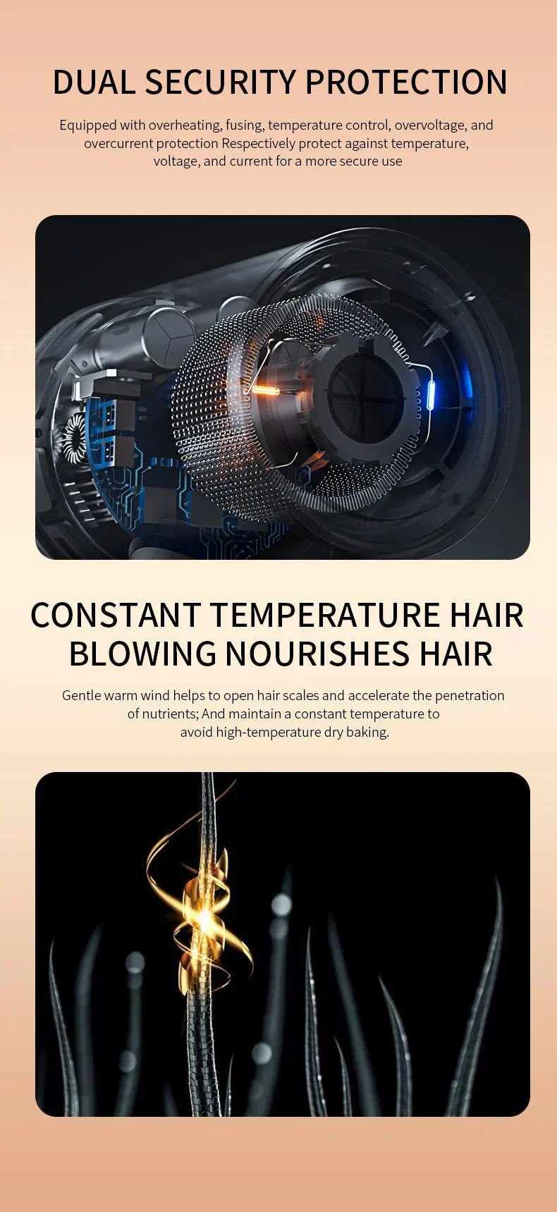 2400W High-Power Hair Dryer with Cold and Hot Air Ion Technology