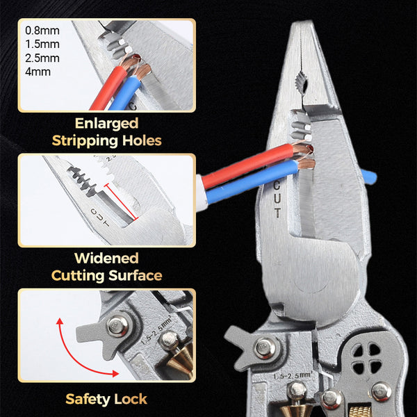 Multi-Function Wire Stripping Pliers for Wrapping and Splitting