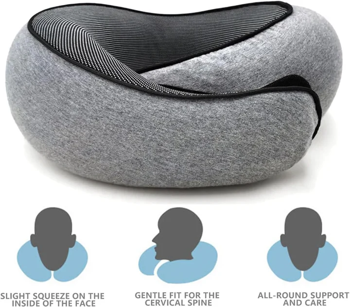 Curved Travel Neck Pillow with Memory Foam in Snail Design