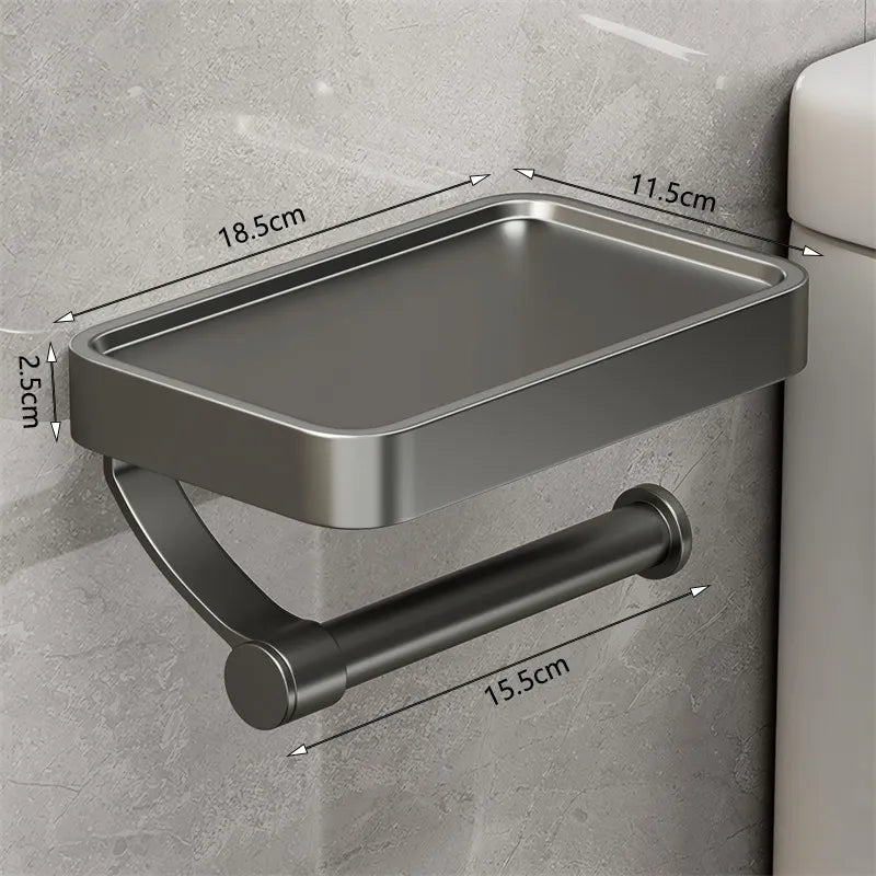 Stainless Steel Toilet Paper Holder with Shelf | Space-Saving & Durable