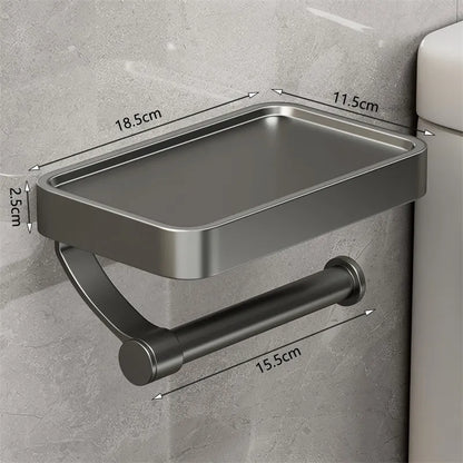 Stainless Steel Toilet Paper Holder with Shelf | Space-Saving & Durable