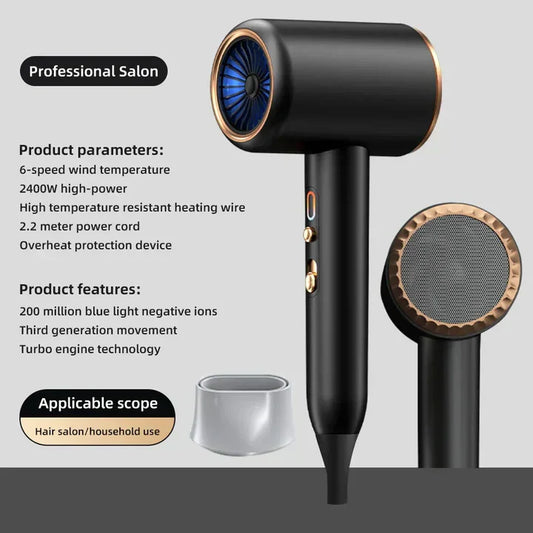 2400W High-Power Hair Dryer with Cold and Hot Air Ion Technology