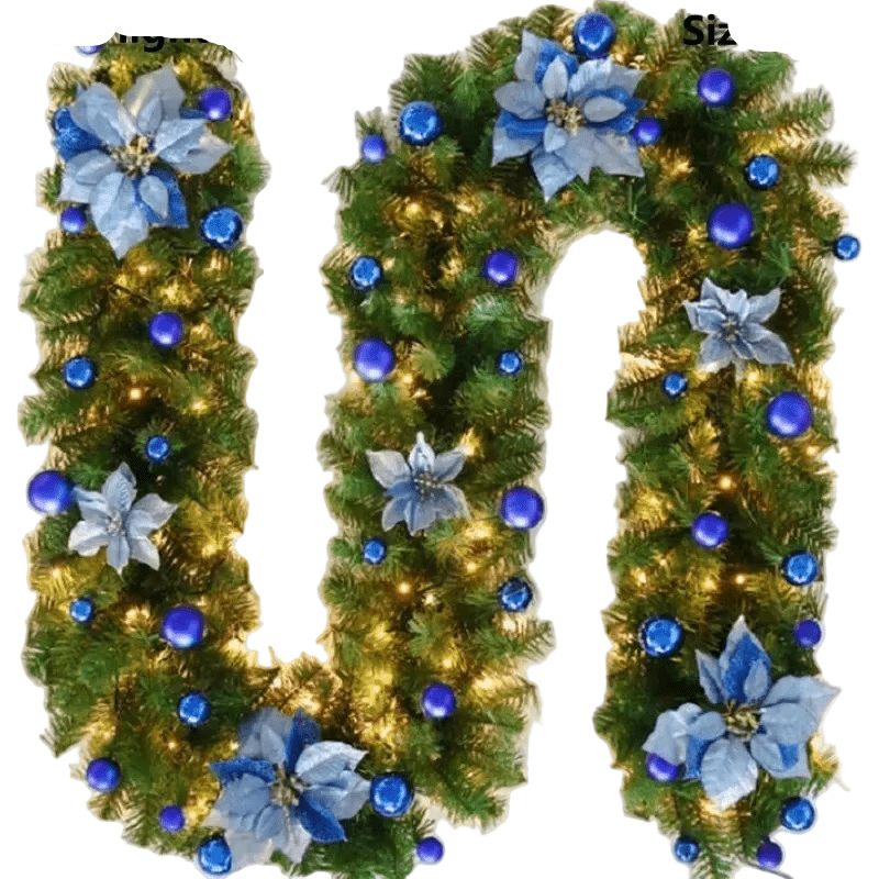 Illuminated Rattan Christmas Garland with Warm LEDs for Holiday Decor
