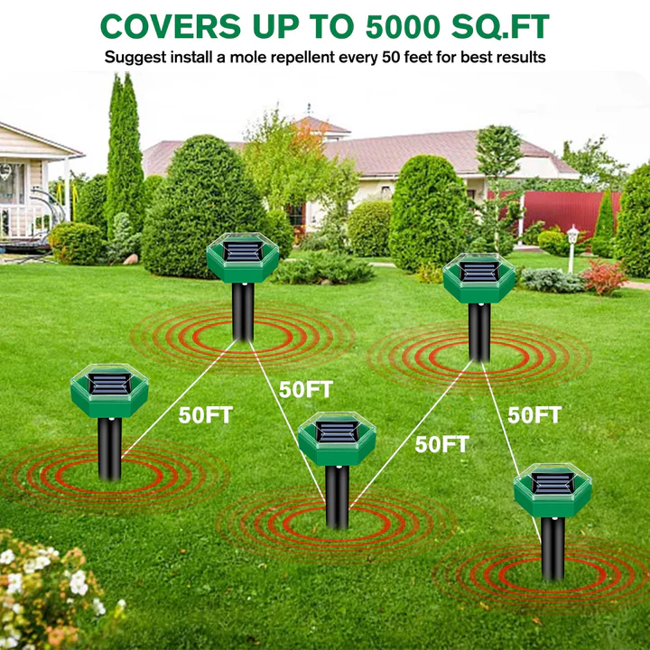 4-Pack Solar Powered Ultrasonic Pest Repellers for Garden and Lawn