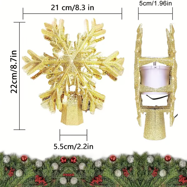 LED Snowflake Projector Christmas Tree Topper Lights
