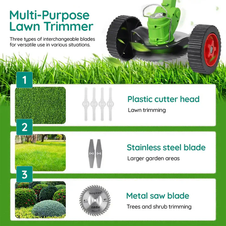 Cordless Grass Trimmer with Electric Battery – High-Power Tool