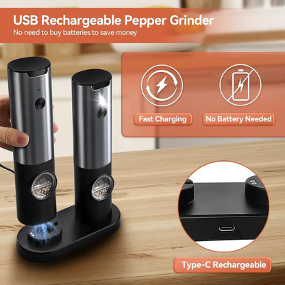 Rechargeable Electric Salt and Pepper Grinder – Stylish Design