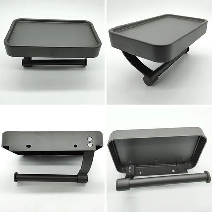 Stainless Steel Toilet Paper Holder with Shelf | Space-Saving & Durable