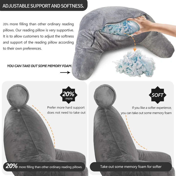 Armed Reading Pillow for Bed Support