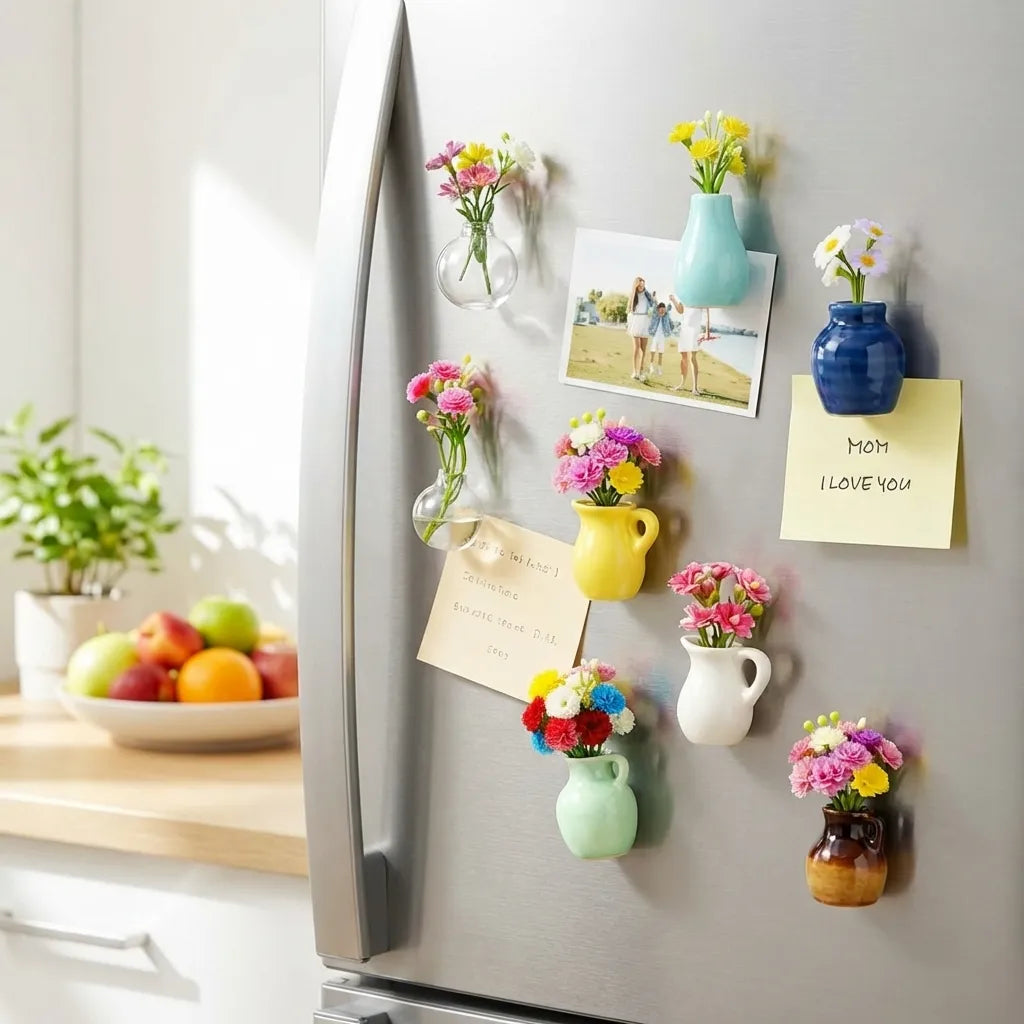 Mini Ceramic Vase Magnets – Decorative Refrigerator Magnets