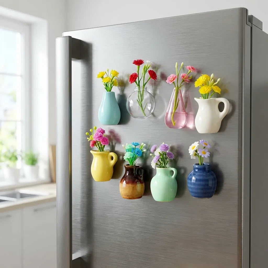 Mini Ceramic Vase Magnets – Decorative Refrigerator Magnets