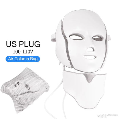 7-Color Light Therapy Face Mask with Neck Support for Acne, Wrinkles, Pores