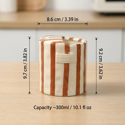 Striped Ceramic Coffee Cup in Retro Design
